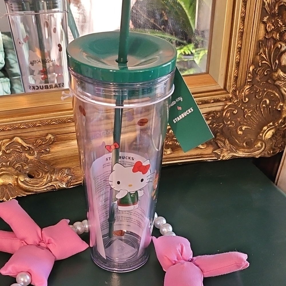 Starbucks Hello Kitty Green Lid Tumbler with  Nwt